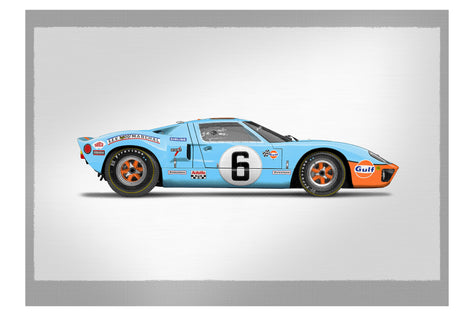 福特 GT40 - 150厘米半色调平版印刷品 - 侧面视图