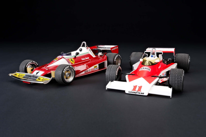 亨特对阵劳达 - 法拉利 312 T2 和迈凯伦 M23D - 1976 年日本大奖赛 - 1:18 比例模型