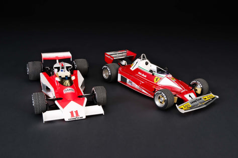 亨特对阵劳达 - 法拉利 312 T2 和迈凯伦 M23D - 1976 年日本大奖赛 - 1:18 比例模型
